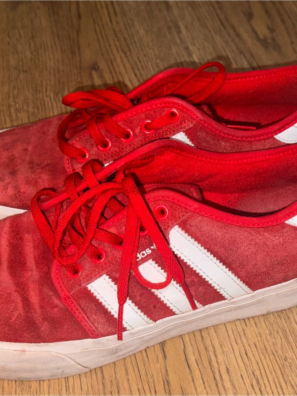 adidas Red Low-Top Sneakers with White Three Stripes